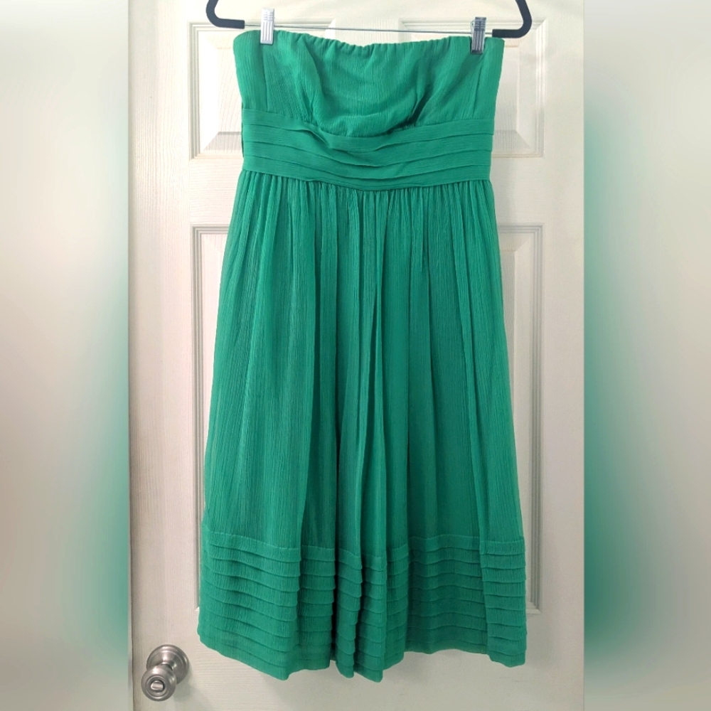 J. Crew Vibrant Green Silk Dress